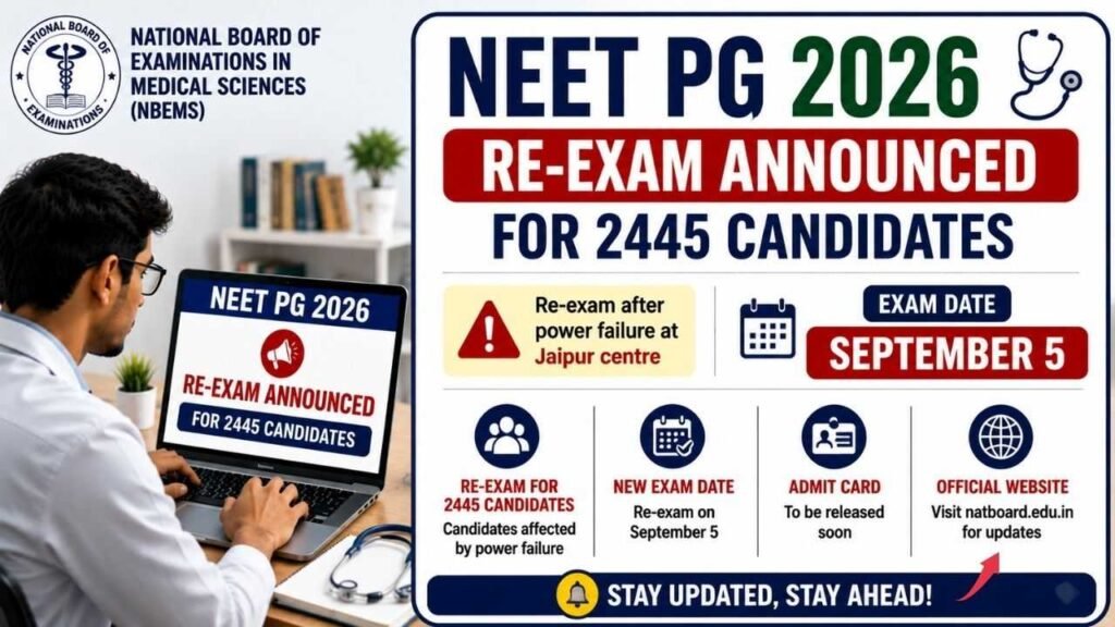 NEET PG 2026 Re-Exam Announced for 2,445 Candidates